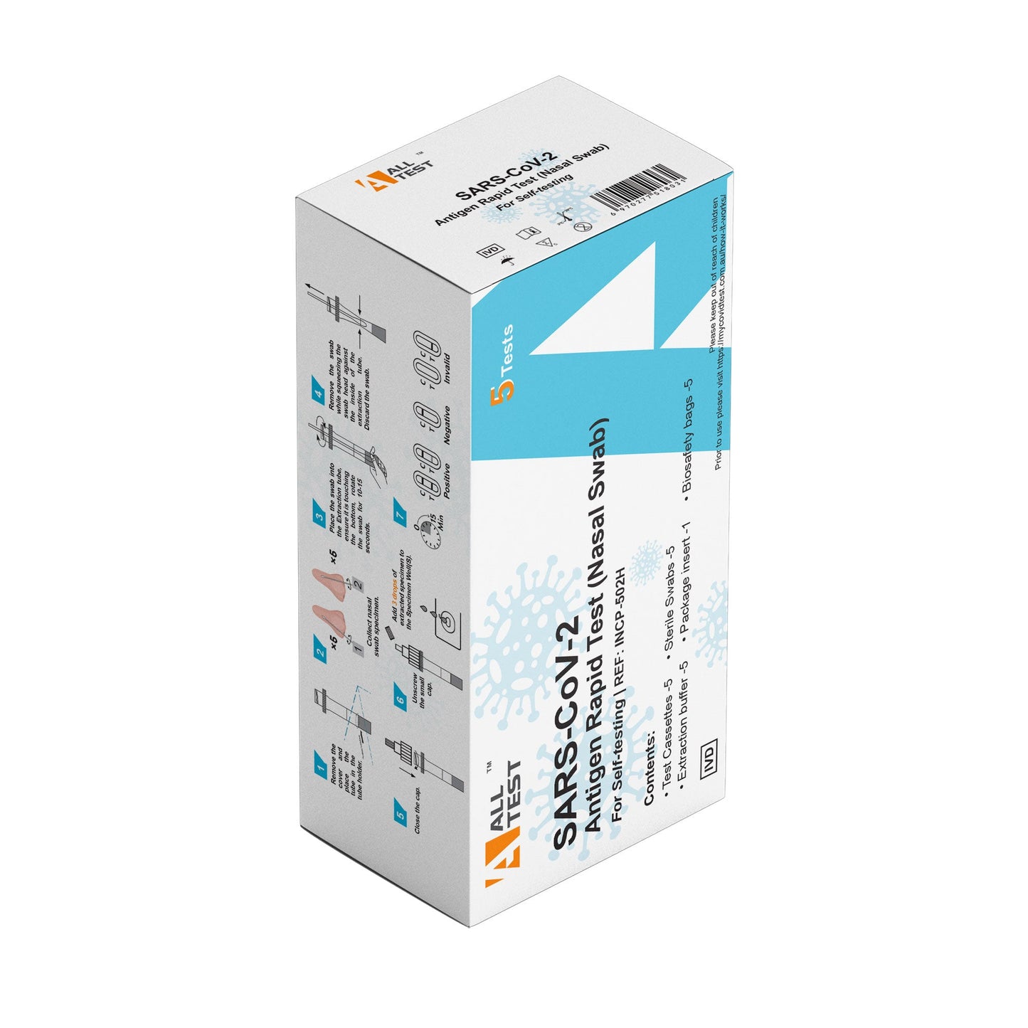 All Test SARS-COV-2 Antigen Rapid Test (Nasal Swab) - 5 Pack - August 2025 Expiry